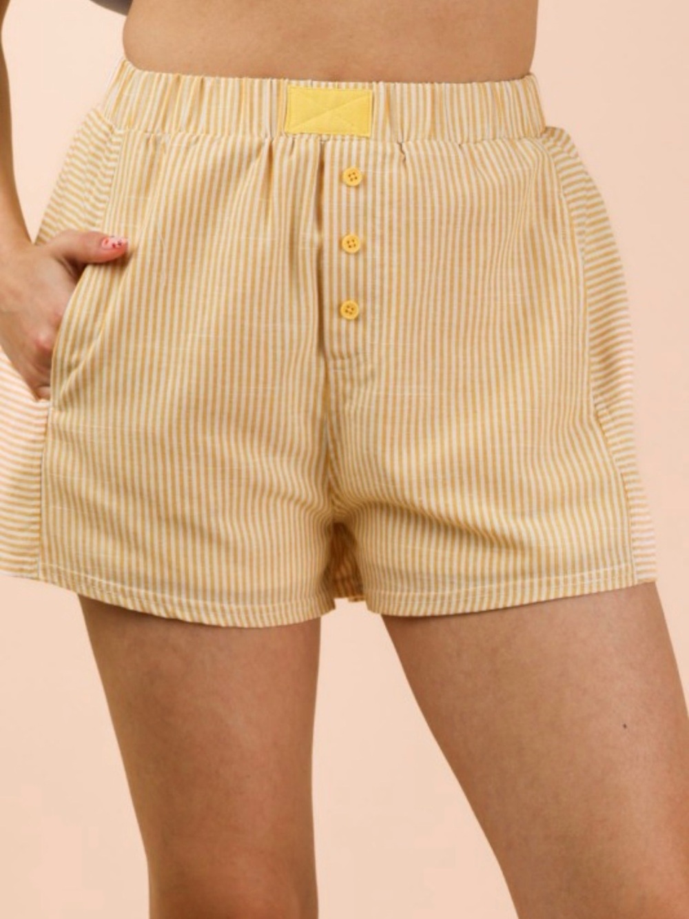 Women’s Yellow Stripe Boxer Shorts w/lining